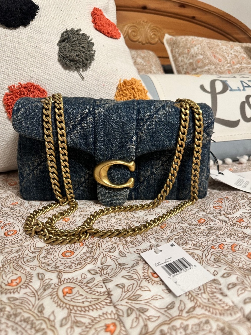 Coach Tabby Quilted Denim Shoulder Bag 26